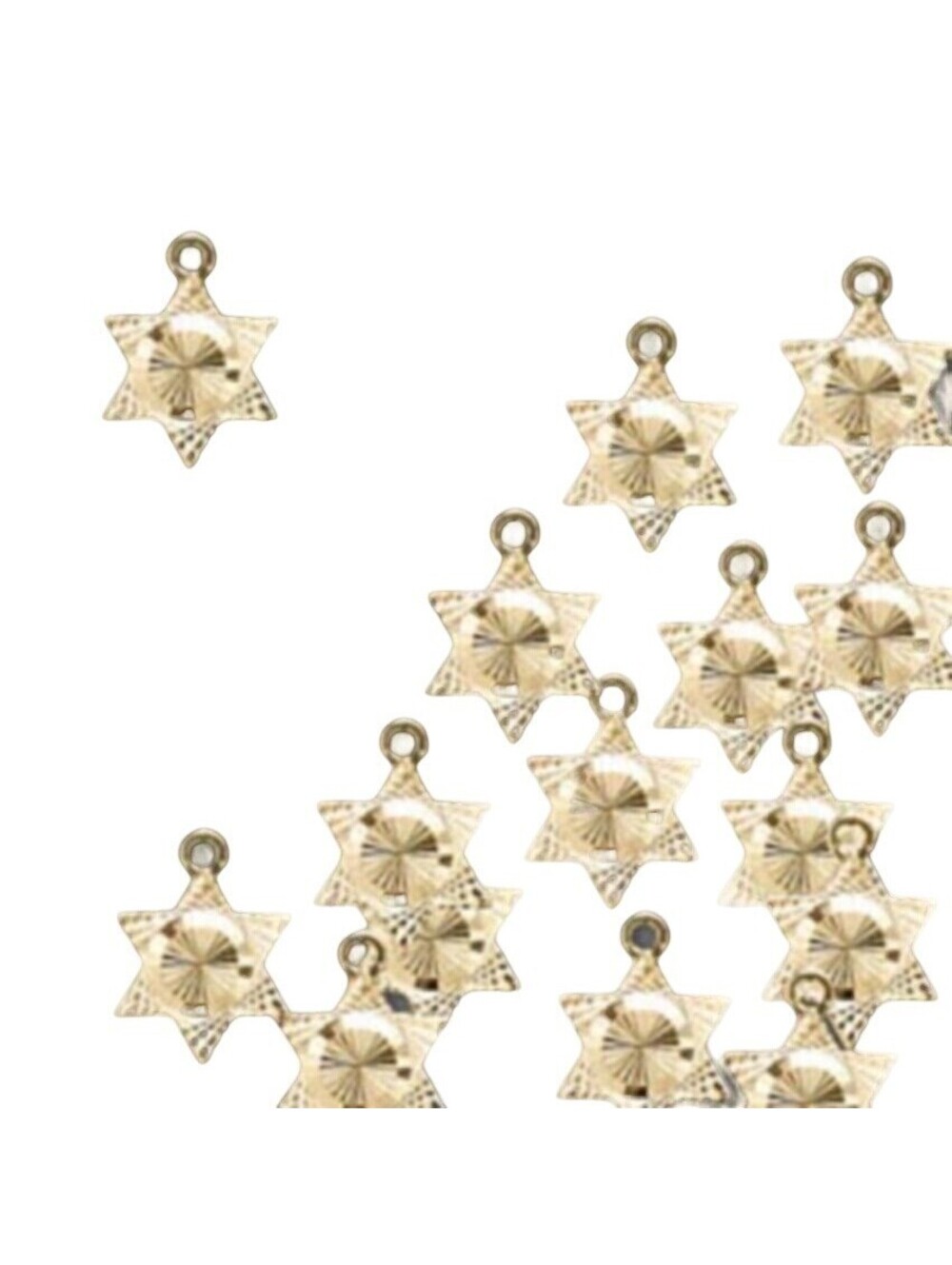 10 Gold 14K Plated Fancy David Star Drops Charms Beads